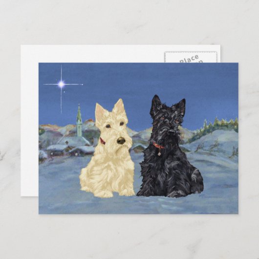 Wheaten Black Scotties Kerstmis Feestdagenkaart (Voorkant / Achterkant)