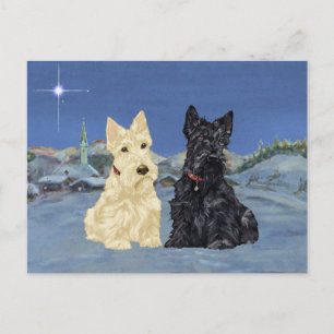 Wheaten Black Scotties Kerstmis Feestdagenkaart