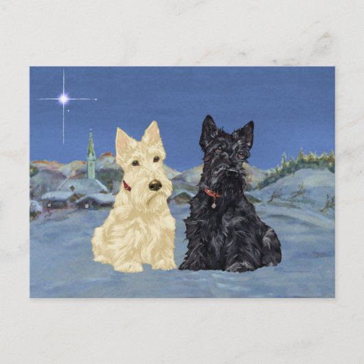 Wheaten Black Scotties Kerstmis Feestdagenkaart (Voorkant)