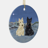 Wheaten Black Scotties Kerstmis Keramisch Ornament (Rechts)