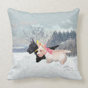 Wheaten Black Scotties Kerstmis Kussen