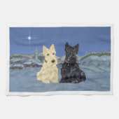Wheaten Black Scotties Kerstmis Theedoek (Horizontaal)