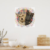 Wheaten & Black Scotties op Tartan Poster (Keuken)