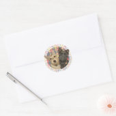 Wheaten & Black Scotties op Tartan Ronde Sticker (Envelop)