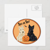 Wheaten & Black Scottish Terriers Halloween Briefkaart (Voorkant / Achterkant)