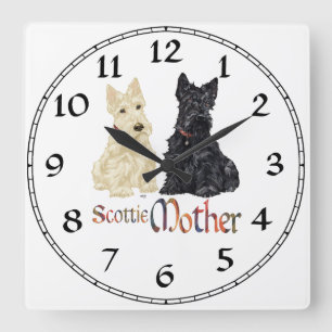 Wheaten & Black Scottish Terriers Moeder Vierkante Klok
