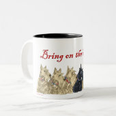 Wheaten & Black Scottish Terriers Tweekleurige Koffiemok (Voorkant links)