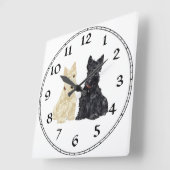 Wheaten & Black Scottish Terriers Vierkante Klok (Hoek)