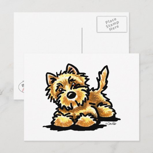 Wheaten Cairn Terrier Art Briefkaart (Voorkant / Achterkant)