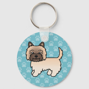 Wheaten Cairn Terrier Cartoon Hond Op Blauwe Achte Sleutelhanger
