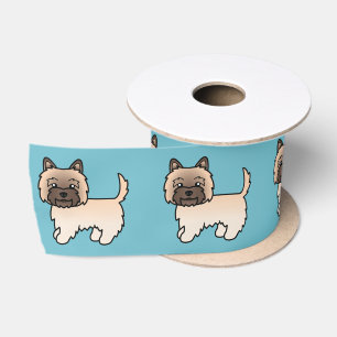 Wheaten Cairn Terrier Cartoon Hond Op Blauwe Kleur Satijnen Lint