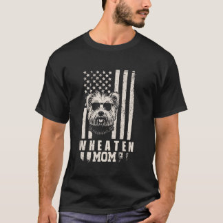 Wheaten Dog Mom Amerikaanse vlag geschenken voor v T-shirt