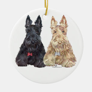 Wheaten en Black Scottie Dogs Keramisch Ornament