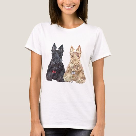 Wheaten en Black Scottie Dogs T-shirt (Voorkant)