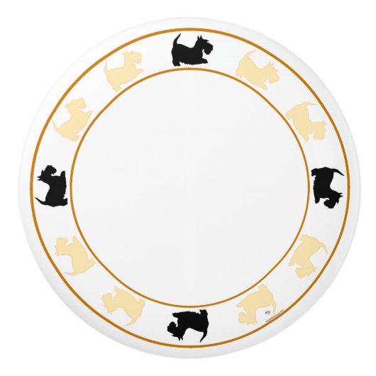 Wheaten en Black Scottish Terriers Keramische Knop (Voorkant)