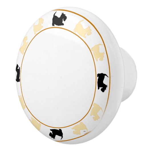 Wheaten en Black Scottish Terriers Keramische Knop (Rechts)