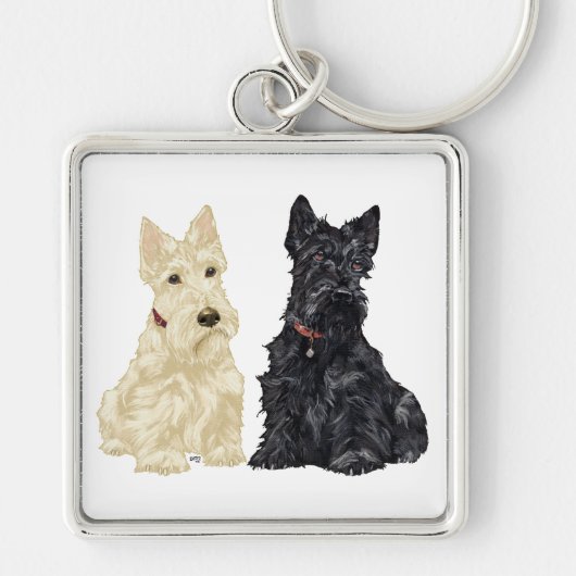 Wheaten en Black Scottish Terriers Sleutelhanger (Voorkant)