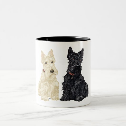 Wheaten en Black Scottish Terriers Tweekleurige Koffiemok (Center)