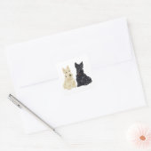 Wheaten en Black Scottish Terriers Vierkante Sticker (Envelop)