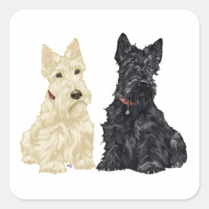 Wheaten en Black Scottish Terriers Vierkante Sticker
