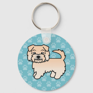 Wheaten Norfolk Terrier Cartoon Hondenillustratie Sleutelhanger