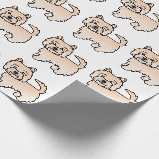 Wheaten Norwich Terrier Cartoon Dog Pattern Cadeaupapier (Hoek)