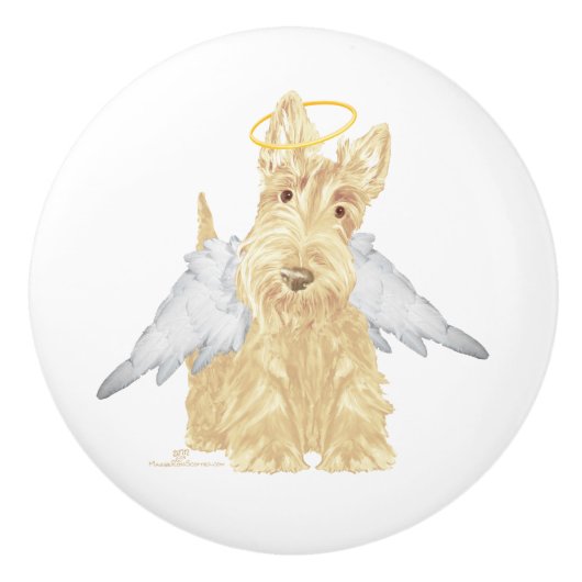Wheaten Schotse Terrier Engel Keramische Knop (Voorkant)
