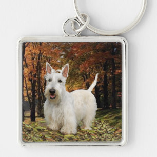 Wheaten Schotse Terriër Herfst Sleutelhanger