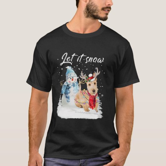 Wheaten Schotse Terriër Kerstman Hond Kerstsneeuw T-shirt (Voorkant)