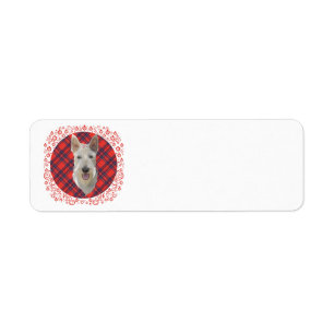 Wheaten Schotse Terrier op tartan Etiket