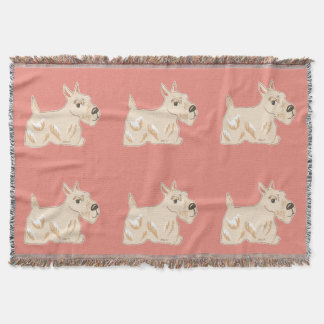 Wheaten Scottie Dogs Warm Peach Throw Blanket Deken