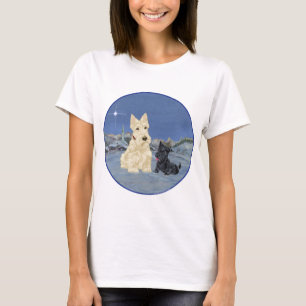 Wheaten Scottie en Puppy Kerstmis T-shirt