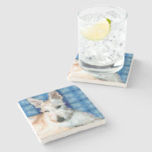 Wheaten Scottie Marble Coster Stenen Onderzetter (Zijkant)