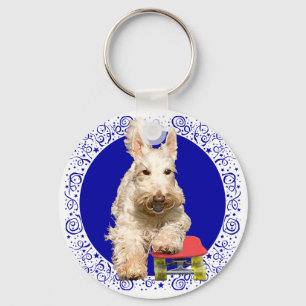 Wheaten Scottie op een Skateboard Sleutelhanger