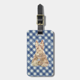Wheaten Scottie Tartan Bagagelabel