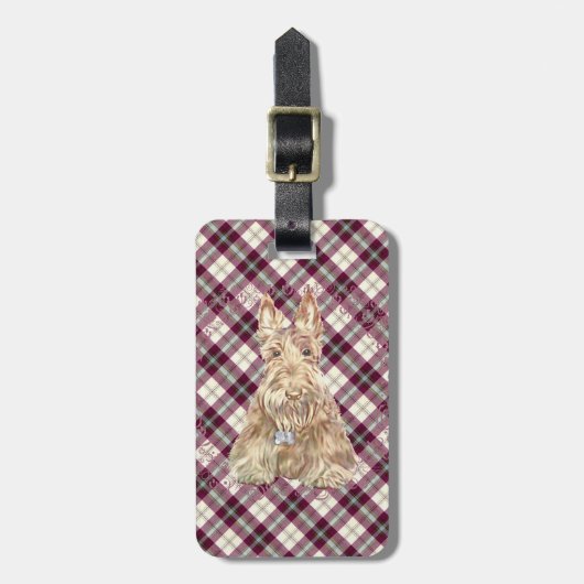 Wheaten Scottie Tartan Bagagelabel (Voorkant verticaal)