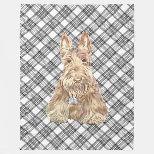 Wheaten Scottie Tartan Fleece Deken (Voorkant)
