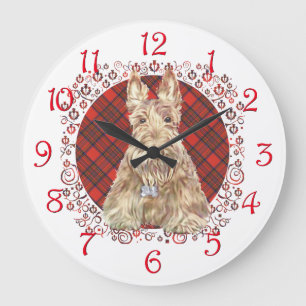 Wheaten Scottie Tartan Grote Klok
