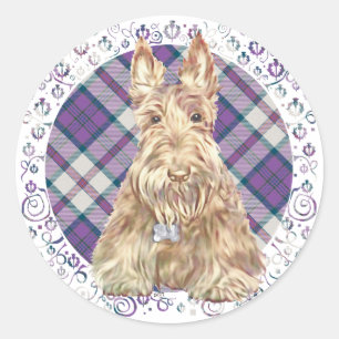 Wheaten Scottie Tartan Ronde Sticker