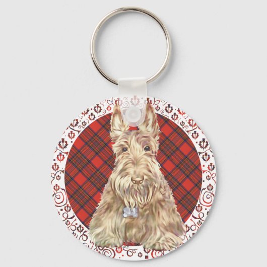 Wheaten Scottie Tartan Sleutelhanger (Voorkant)
