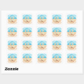 Wheaten Scotties op het strand Vierkante Sticker (Vel)