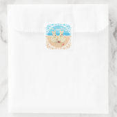 Wheaten Scotties op het strand Vierkante Sticker (Tas)