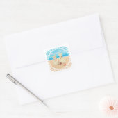 Wheaten Scotties op het strand Vierkante Sticker (Envelop)