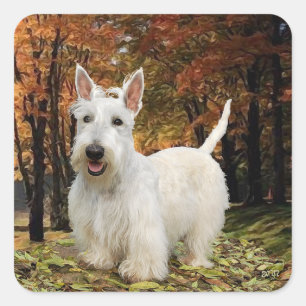 Wheaten Scottish Terrier Autumn Vierkante Sticker