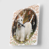 Wheaten Scottish Terrier Clock Vierkante Klok (Hoek)