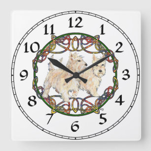 Wheaten Scottish Terrier Clock Vierkante Klok