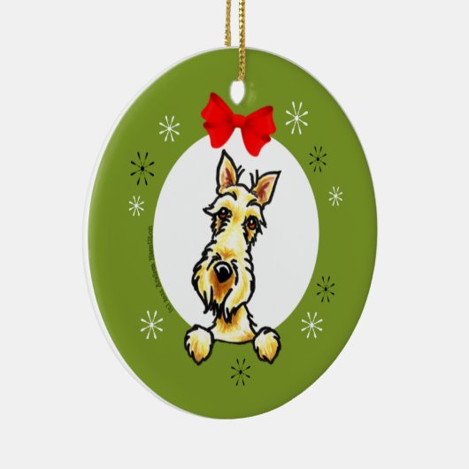 Wheaten Scottish Terrier Kerstmis Classic Keramisch Ornament (Rechts)
