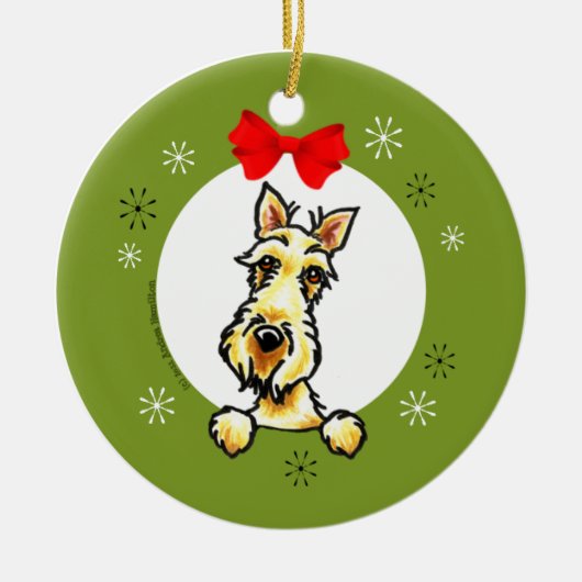 Wheaten Scottish Terrier Kerstmis Classic Keramisch Ornament (Voorkant)