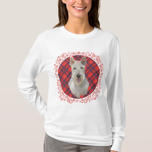 Wheaten Scottish Terrier op Tartan T-shirt (Voorkant)