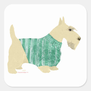 Wheaten Scottish Terrier Sweater Vierkante Sticker